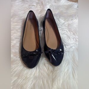 Talbots Navy Patent Ballet Flats with Bow